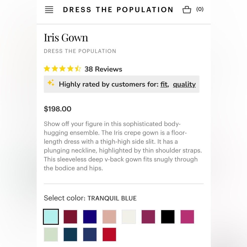 Dress the Population Iris Gown in Tranquil Blue - Picture 11 of 12